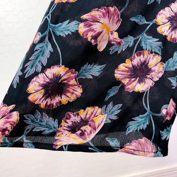 Band Of Gypsies Floral Tie Elastic Waist Wide Leg Pants Black Crimson Small NWT - Picture 6 of 11